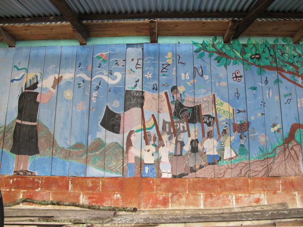 EZLN rainbow mural, Oventic, Chiapas, August 2013. Photograph by Diana Taylor