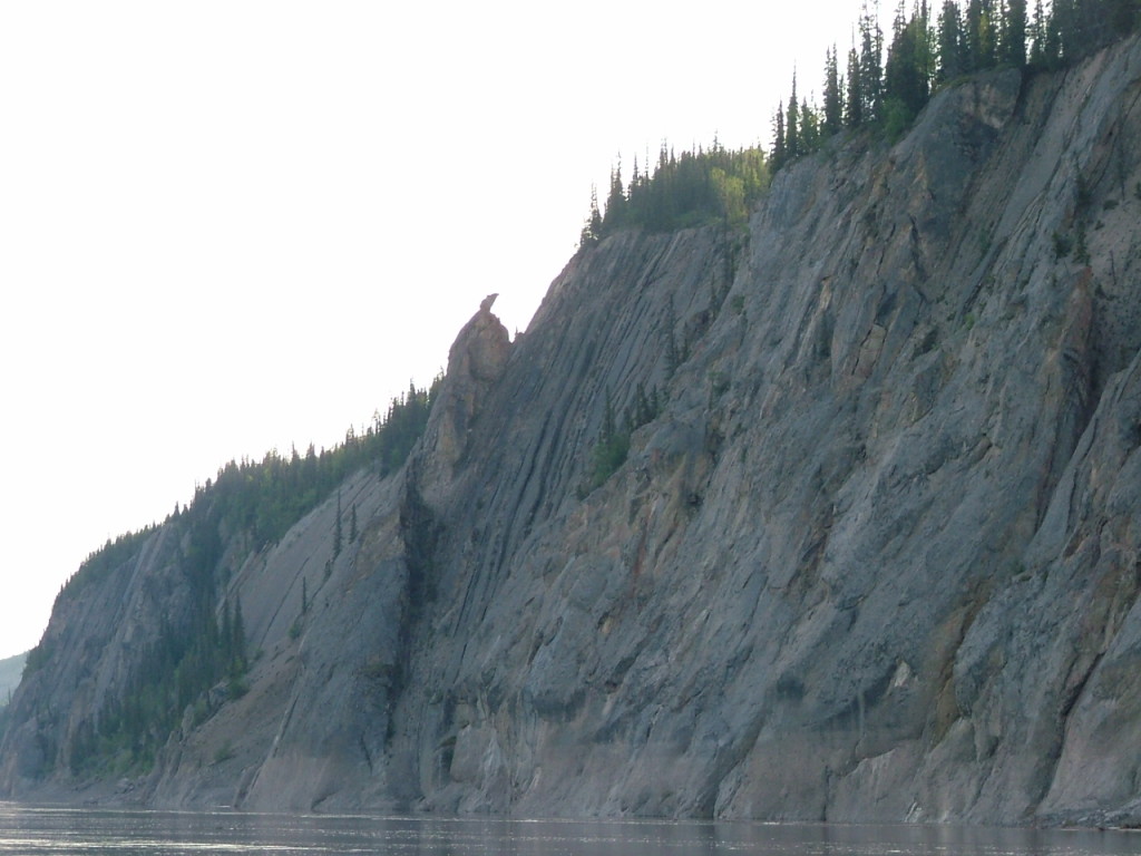 Fig. 11. Where Wolverine turned to stone on the Dehcho (Mackenzie River), Northwest Territories. Photograph by author with thanks to Bella T’Seleie and Frank T’Seleie.