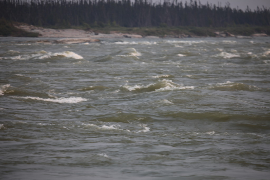 Fig. 13. The Keeyask Rapids on the Kitchi Sipi (Nelson River) in northern Manitoba. Photograph by author, with thanks to Noah Massan.