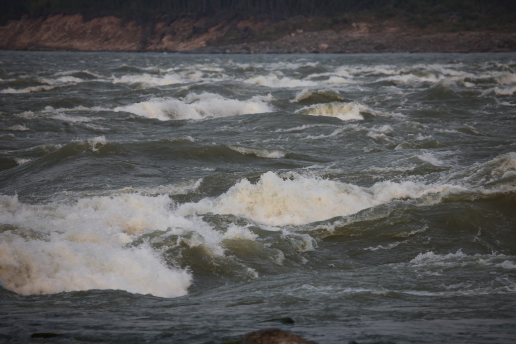 Fig. 16. The Keeyask Rapids on the Kitchi Sipi (Nelson River) in northern Manitoba. Photograph by author, with thanks to Noah Massan.